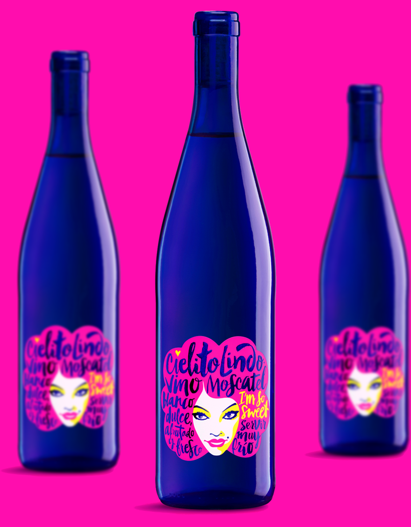 Cielito Lindo Diseño Packaging Etiqueta Vino Blanco Dulce Moscatel