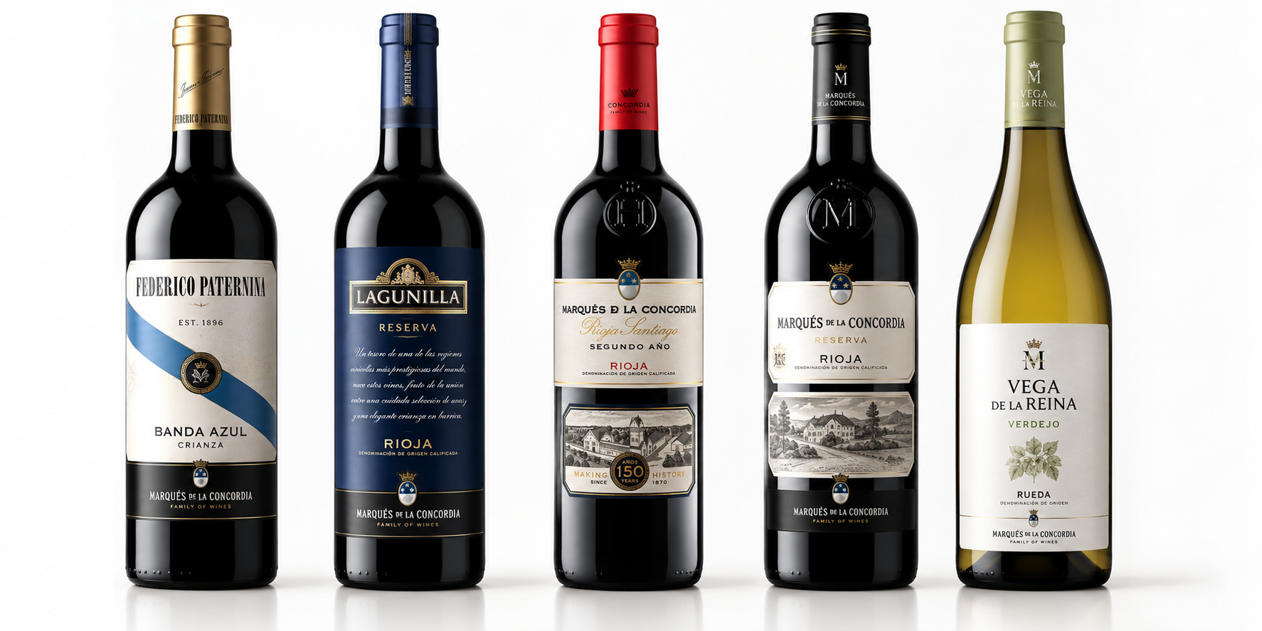 Diseño y packaging de Sidecar Design para Federico Paternina, Lagunilla, Rioja Santiago, Marqués de la Concordia y Vega de la Reina